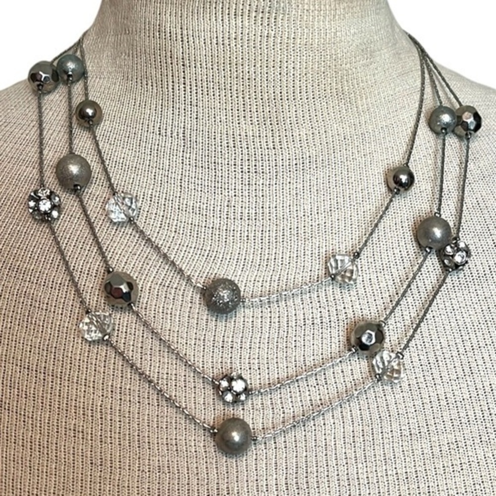 Women’s layered necklace silver/rhinestone